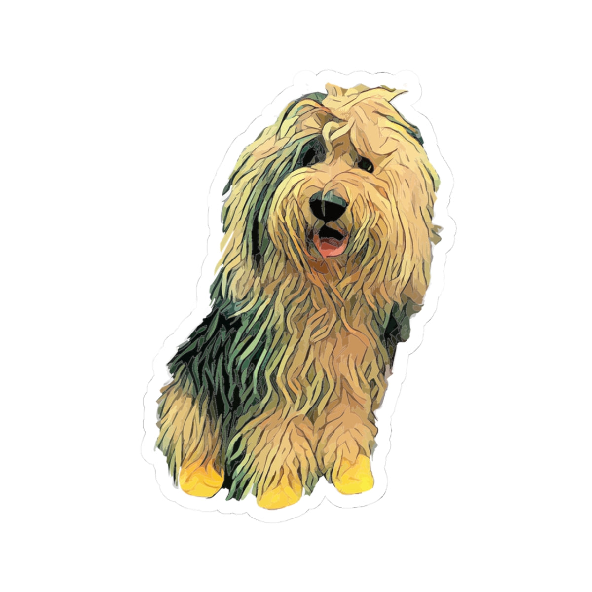 Old English Sheepdog Kiss-Cut Sticker – Cute Fluffy Dog Laptop Decal