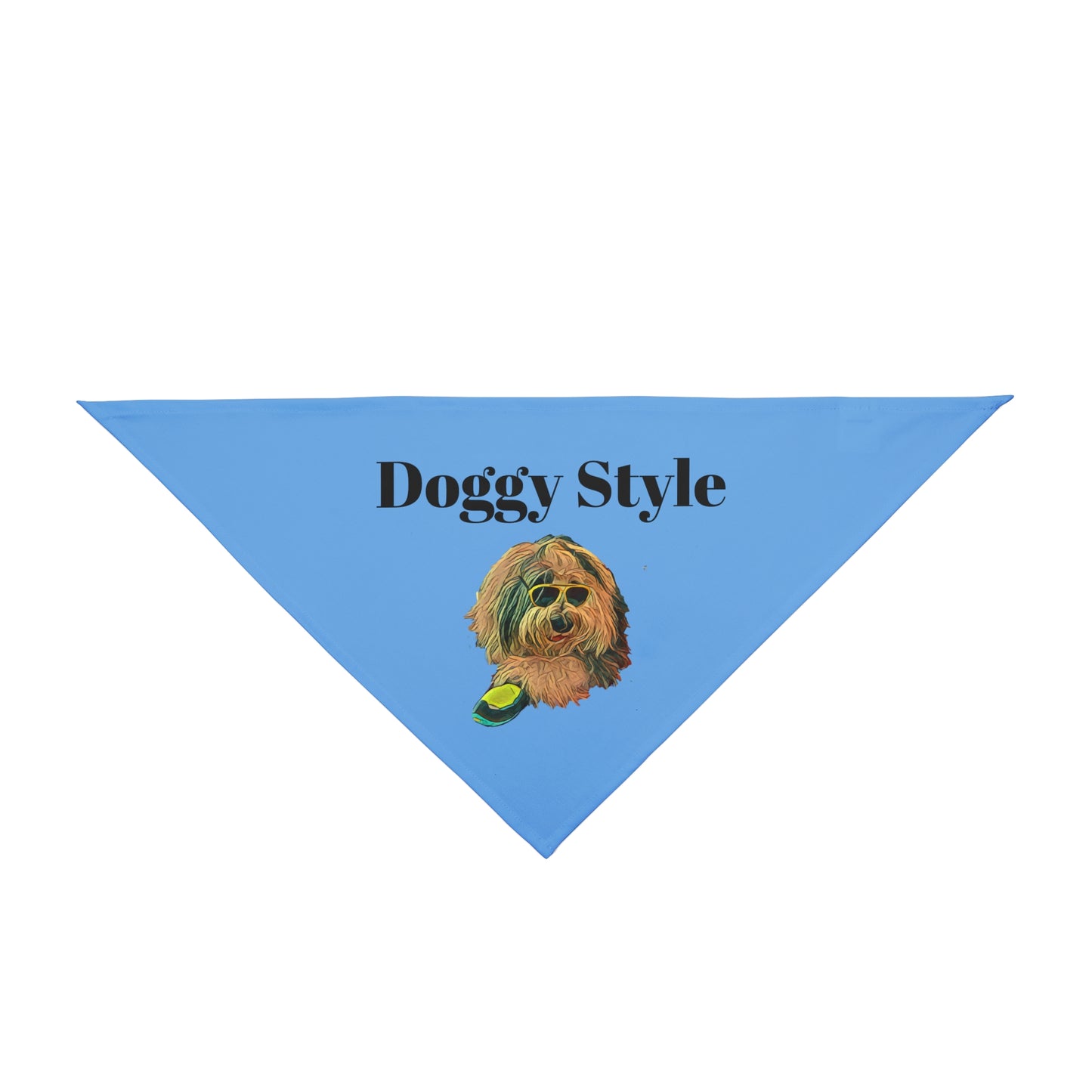 Doggy Style Pet Bandana — Cute Dog Portrait with Sunglasses & Text