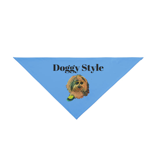 Doggy Style Pet Bandana — Cute Dog Portrait with Sunglasses & Text