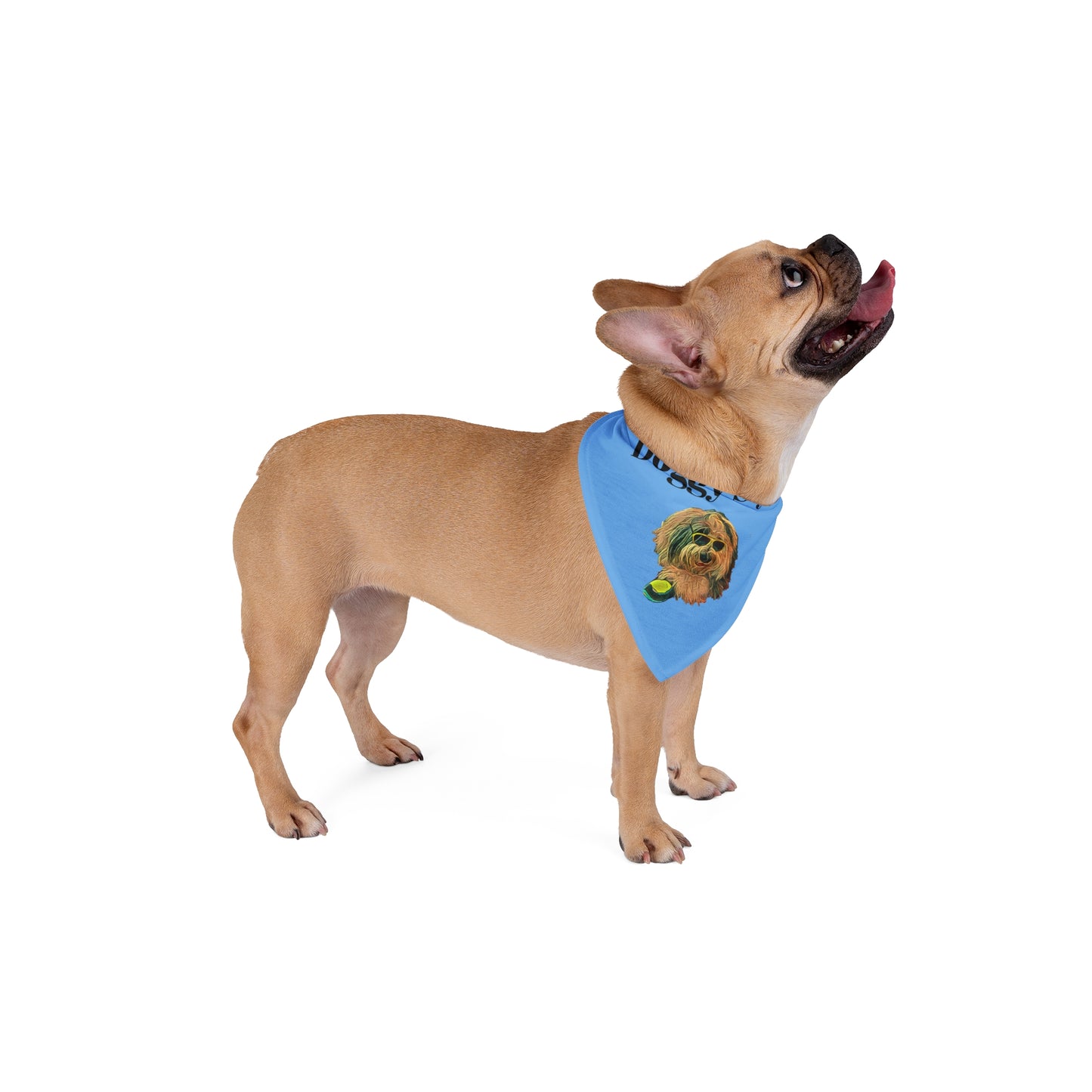 Doggy Style Pet Bandana — Cute Dog Portrait with Sunglasses & Text